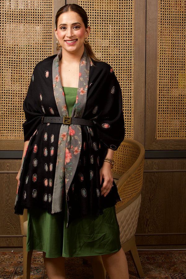 Reversible Twist | Embroidered Wool Silk Stole