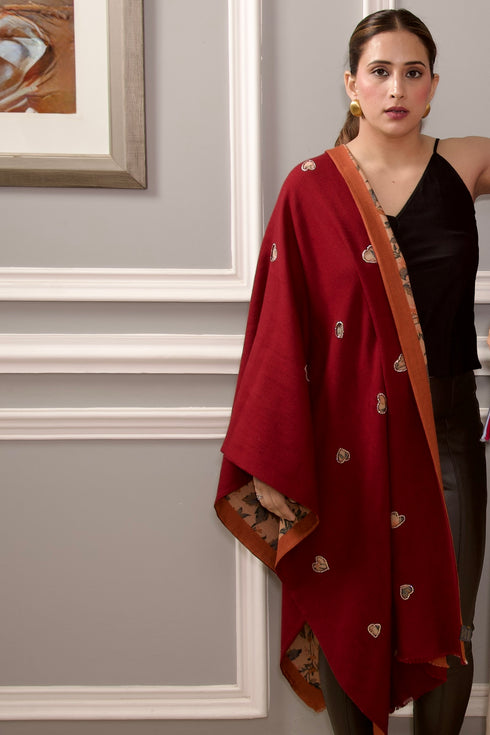 Reversible Print Twist | Embroidered Wool Silk Stole