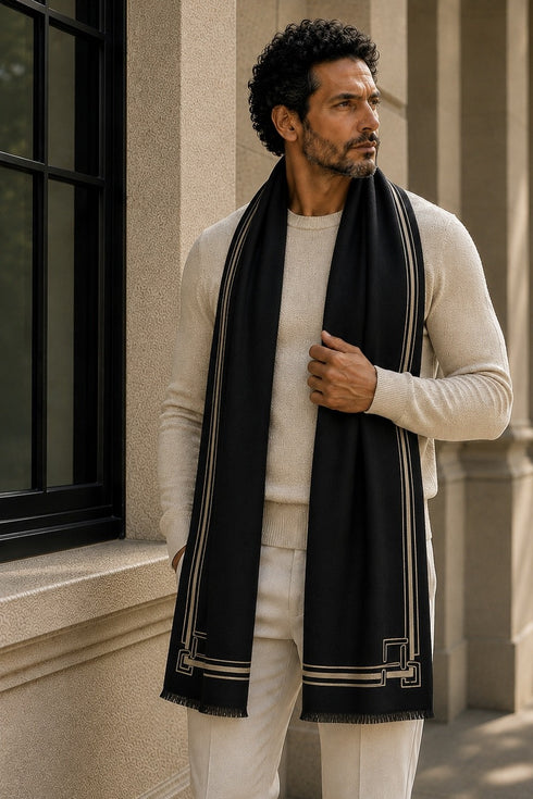 The Architect | Embroidered Fine Wool Silk Stole