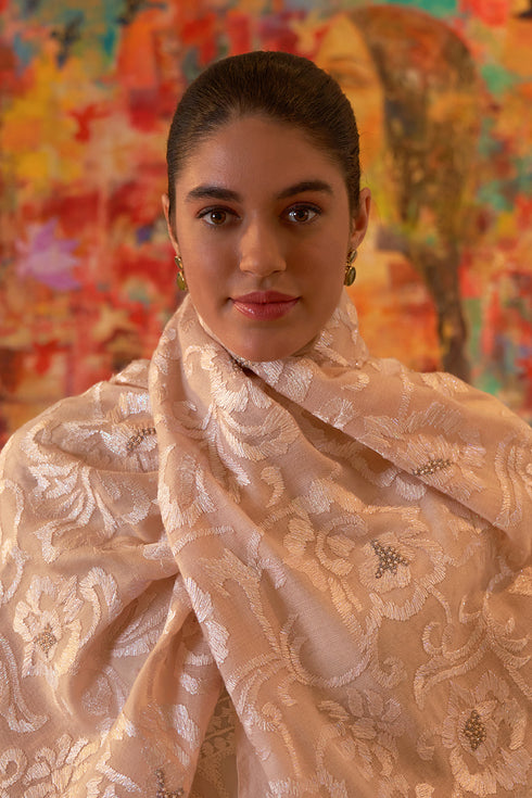 The Royal Shimmer Embroidered Pure Cashmare Stole