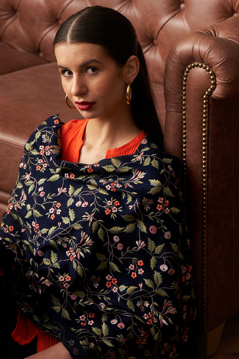 Delicate Notes | Embroidered Pure Cashmere Stole