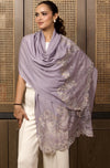 Dusky Lace Blossom | Embroidered Wool Silk Stole