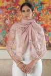 Dusky Lace Blossom | Embroidered Wool Silk Stole