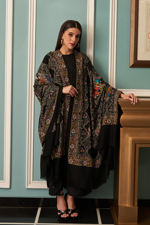 Krishna Brij Gopala | Embroidered Pure Cashmere Stole