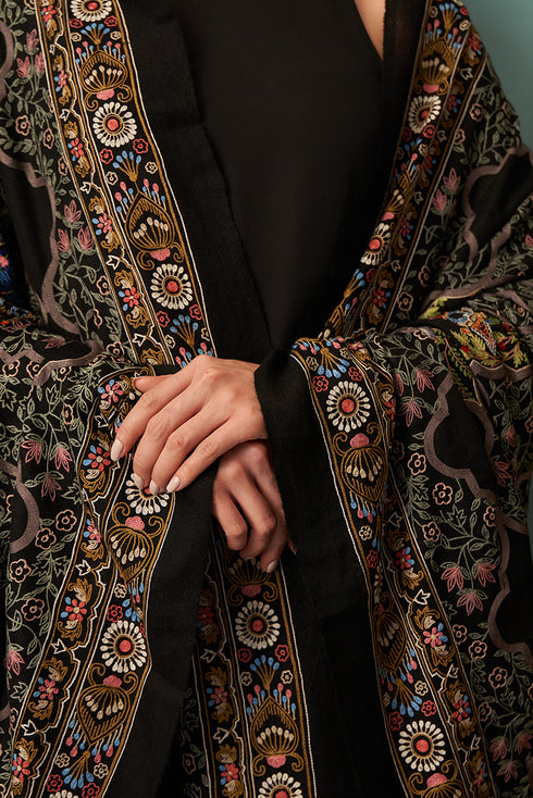 Krishna Brij Gopala | Embroidered Pure Cashmere Stole