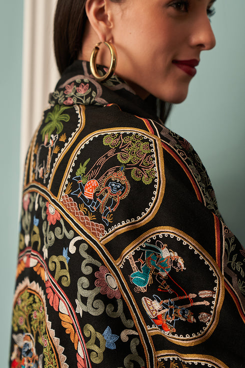Krishna Brij Gopala | Embroidered Pure Cashmere Stole