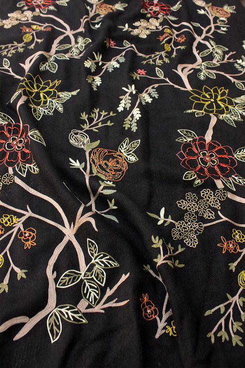 Let It Bloom | Embroidered Pure Cashmere Stole