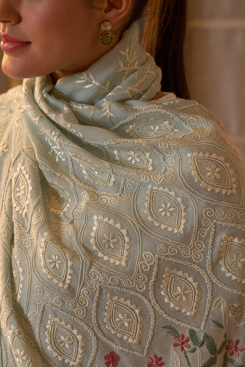 Queen's Lake | Embroidered Pure Cashmere Stole