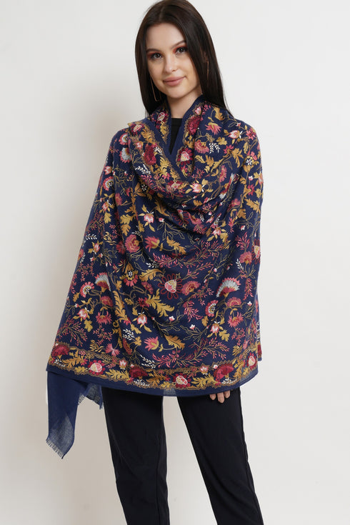 Floral Orchestra | Embroidered Pure Cashmere Shawl
