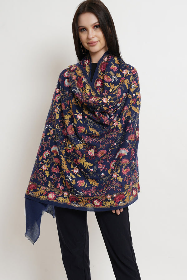 Floral Orchestra | Embroidered Pure Cashmere Shawl