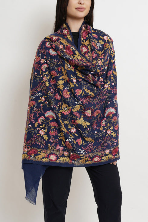 Floral Orchestra | Embroidered Pure Cashmere Shawl