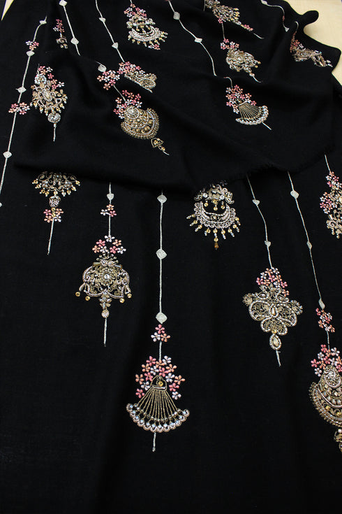 Jewelled Affair | Embroidered Fine Merino Wool Stole