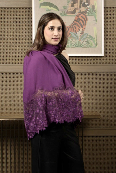 A Rose Filigree | Embroidered Wool Silk Stole