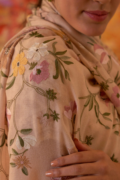 Floral Medley | Embroidered Pure Cashmere Stole