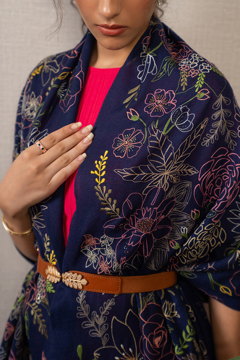 A Floral Dream | Embroidered Pure Cashmere Stole