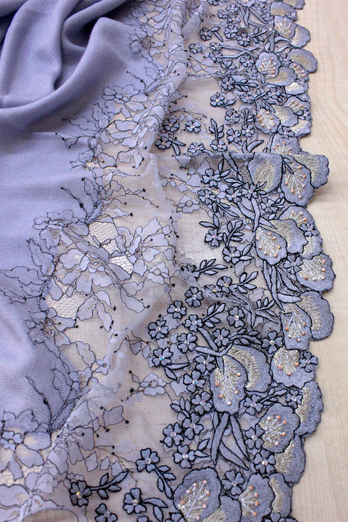 Dainty Petals | Embroidered Wool Silk Stole