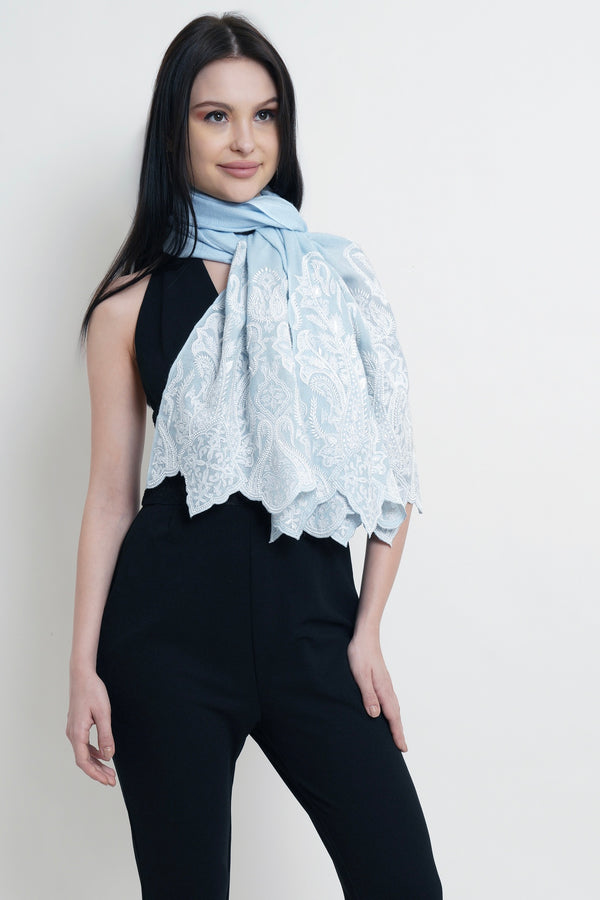 Paisley Crest | Embroidered Wool Silk Stole