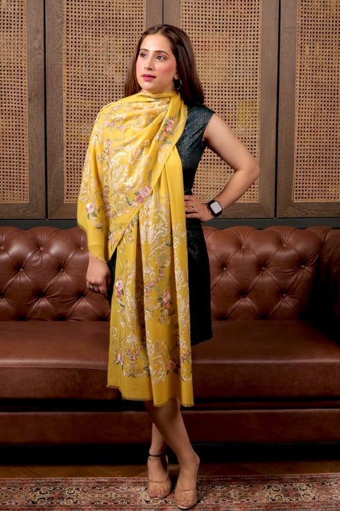 Victorian Love | Embroidered Wool Silk Stole