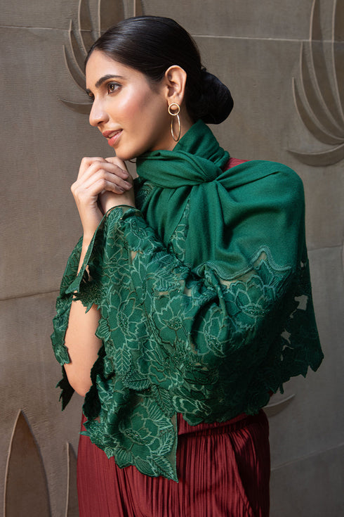 A Rose Dream | Embroidered Wool Silk Stole