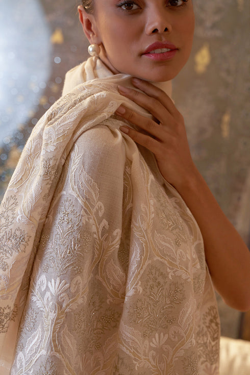 Royal Crest | Embroidered Wool Silk Stole