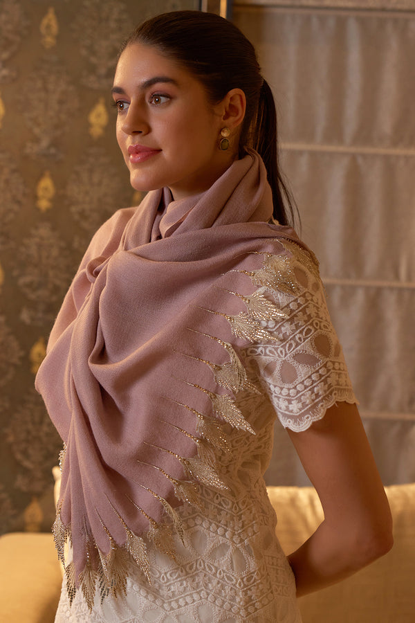 Simple Pleasures Embroidered Pure Cashmare Stole