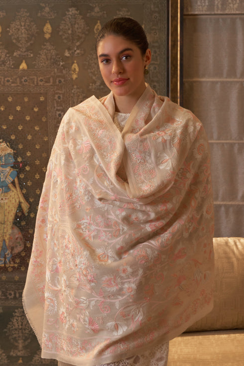 Celestial Valley | Embroidered Pure Cashmere Shawl
