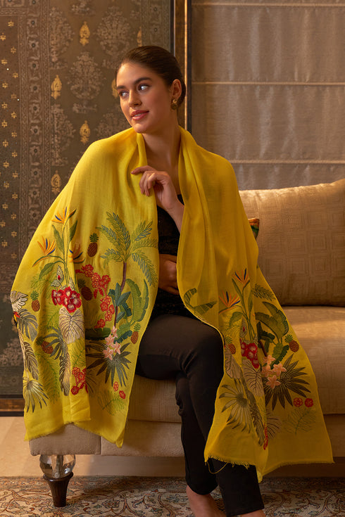 Toucan's Day Fine Merino Wool Stole