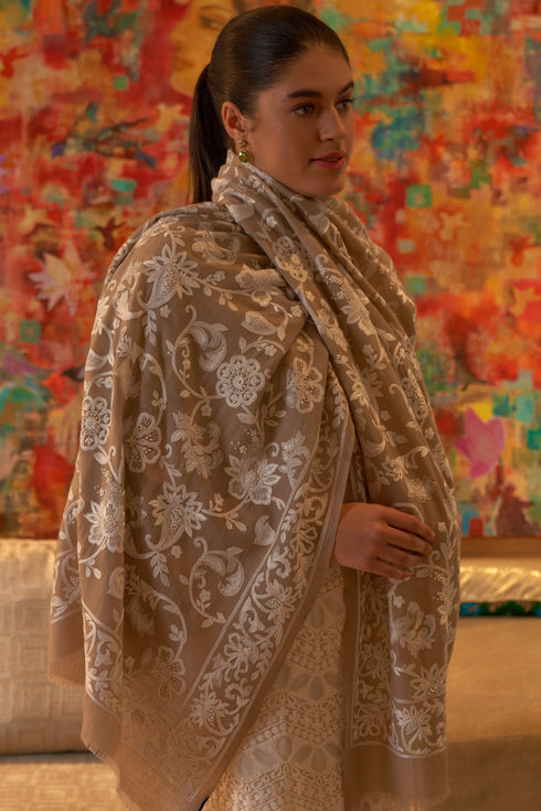 Amaranthine | Embroidered Pure Cashmere Shawl