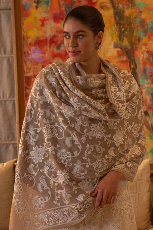 Amaranthine | Embroidered Pure Cashmere Shawl