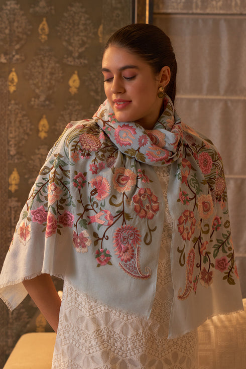 Chintz Jaal | Embroidered Pure Cashmere Stole