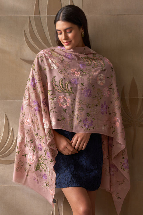 Empress Dream | Embroidered Pure Cashmere Stole