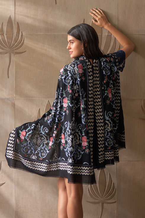 Chintz Chevron | Embroidered Pure Cashmere Shawl