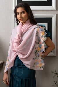 Floral Whispers | Embroidered Wool Silk Stole