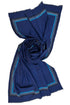 Embroidered Fine Wool Silk Stole Blue