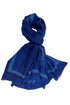 Embroidered Fine Wool Silk Stole Blue