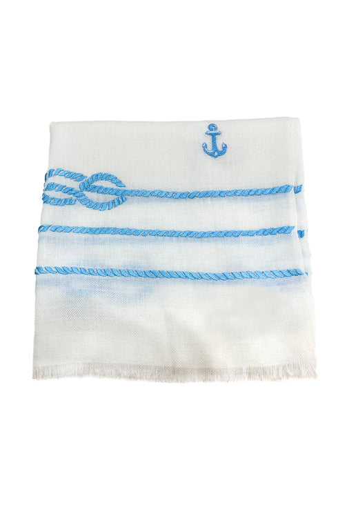 The Skipper Embroidered Fine Wool Silk Stole