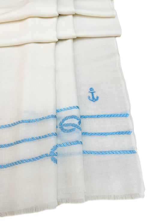 The Skipper Embroidered Fine Wool Silk Stole
