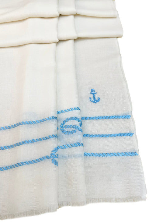 The Skipper Embroidered Fine Wool Silk Stole