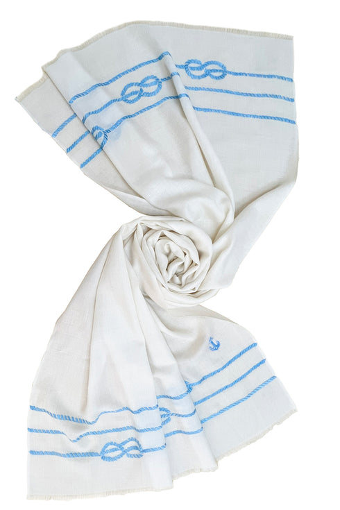 The Skipper Embroidered Fine Wool Silk Stole