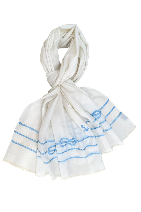 The Skipper Embroidered Fine Wool Silk Stole