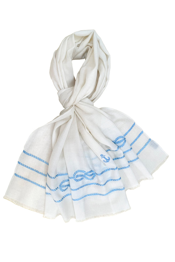 The Skipper Embroidered Fine Wool Silk Stole