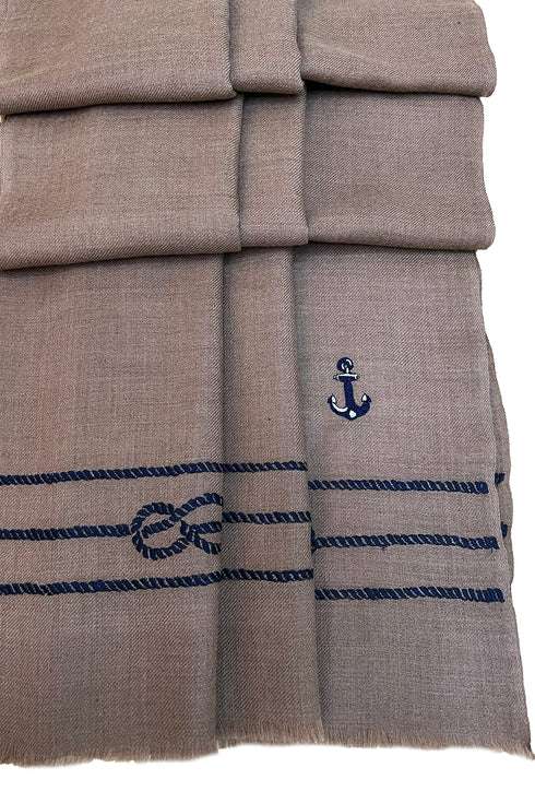 The Skipper Embroidered Fine Wool Silk Stole