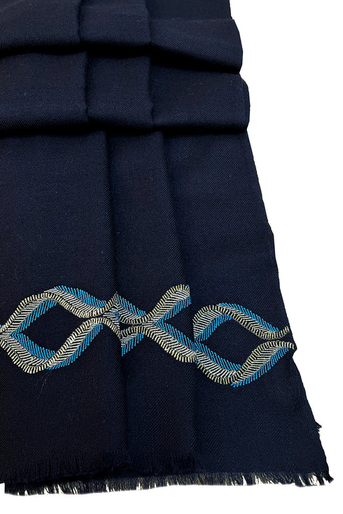 The Statesman Embroidered Fine Wool Silk Stole