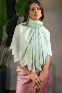 Vintage Leaf | Embroidered Wool Silk Stole
