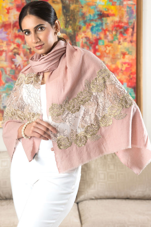 Flora Royale | Embroidered Wool Silk Stole