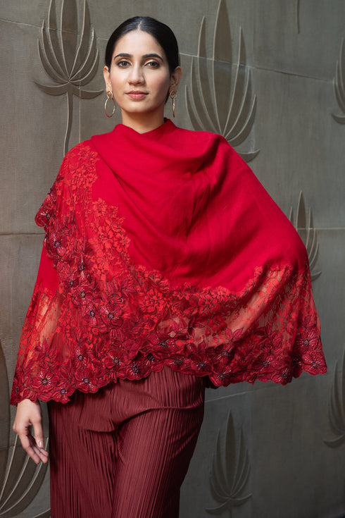 Floral Inlay Lace Cape