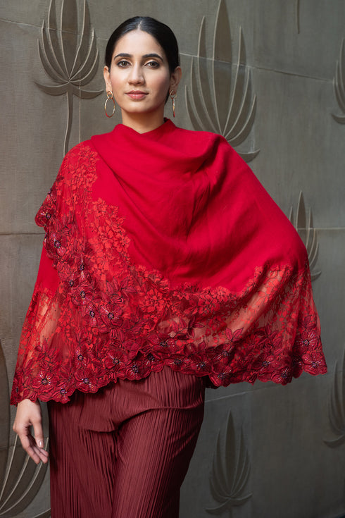 Floral Inlay Lace Cape