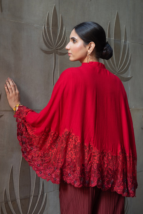 Floral Inlay Lace Cape