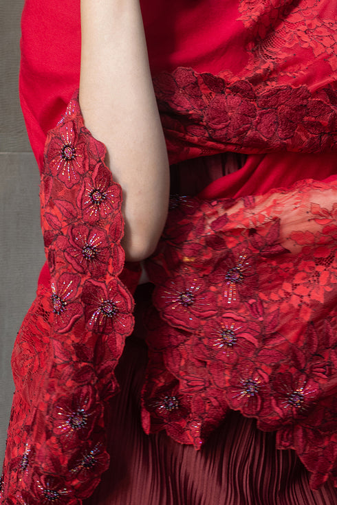 Floral Inlay Lace Cape