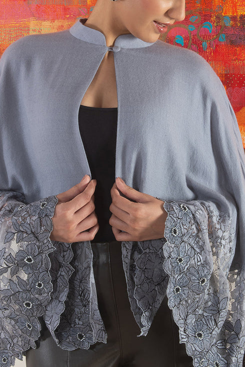 Floral Inlay Lace Cape